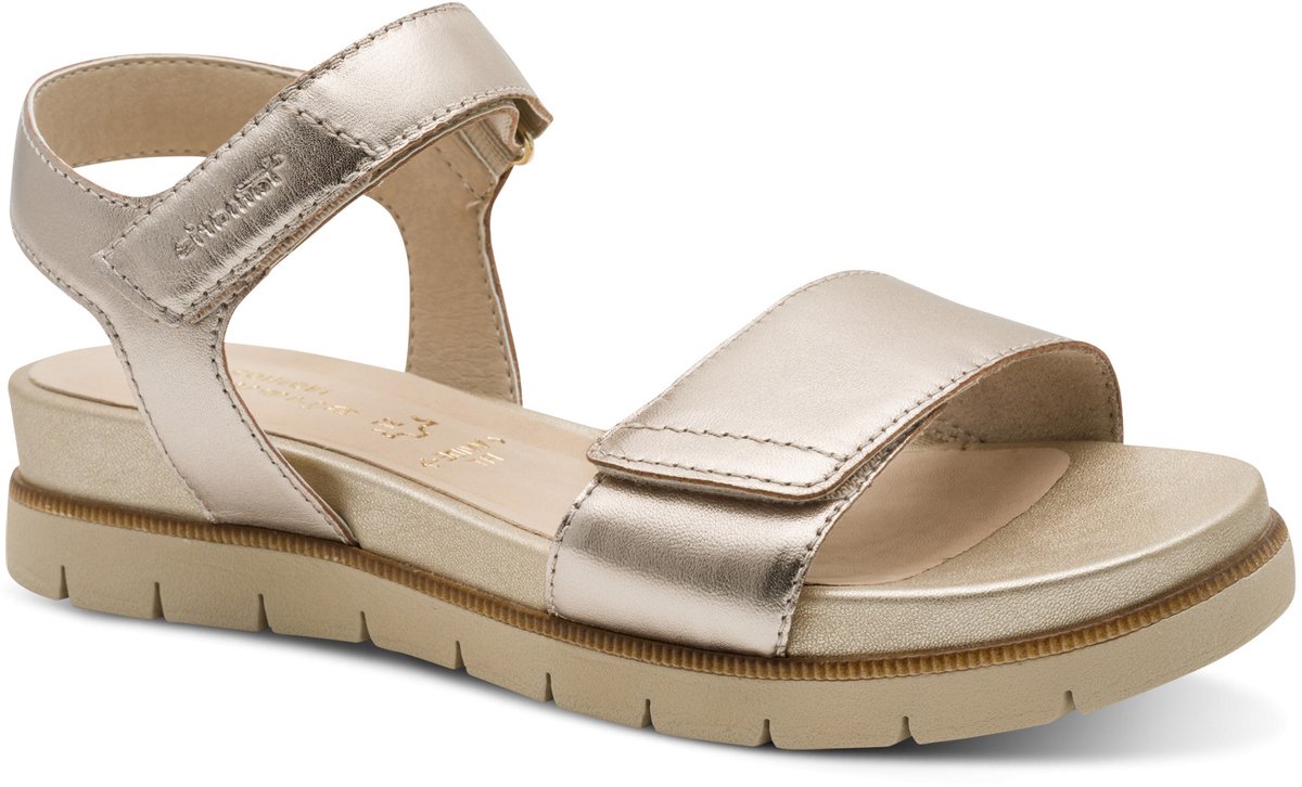 sandalen, dame, sleehak, glanzend, veldsandalen