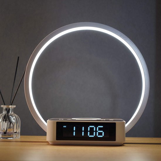 DGMoutlet-nl-4-in-1-Wake-up-light-Digitale-wekker-Draadloze-oplader-Leeslamp-Nachtlamp-1 Wekker, Klok, Hardware, Monitor, Scherm