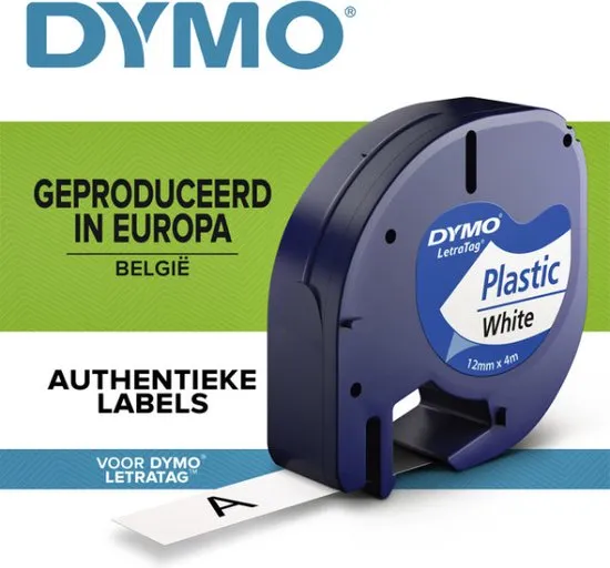 Plastic Tape, b: 12 mm, l: 4 m, 4 m, wit