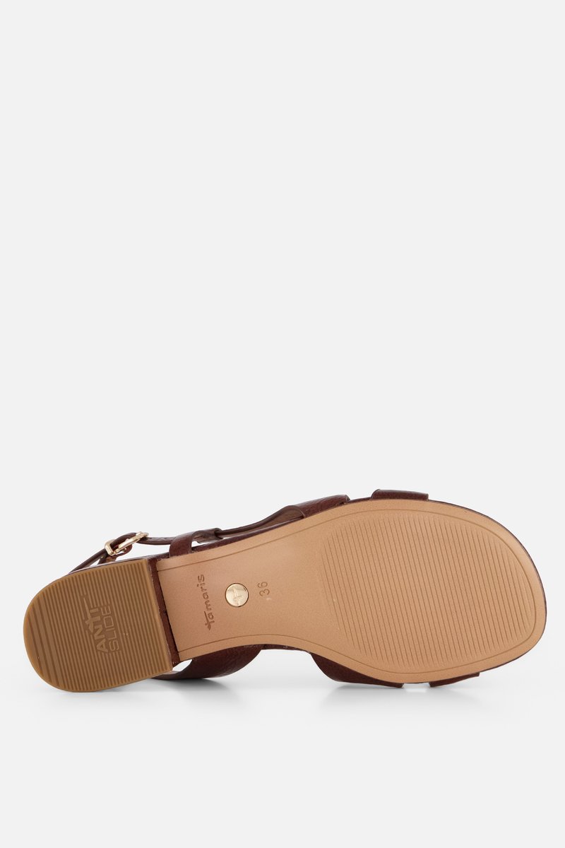 sandalen, bruine, hak, zool, zachte zool