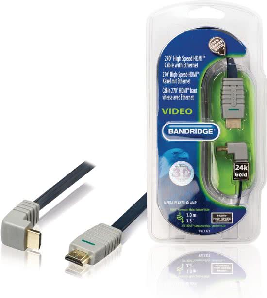 3017-6f50-443c-af1c-c031958b2c66 Bandridge BVL1371 1m HDMI HDMI Blauw, Grijs HDMI kabel