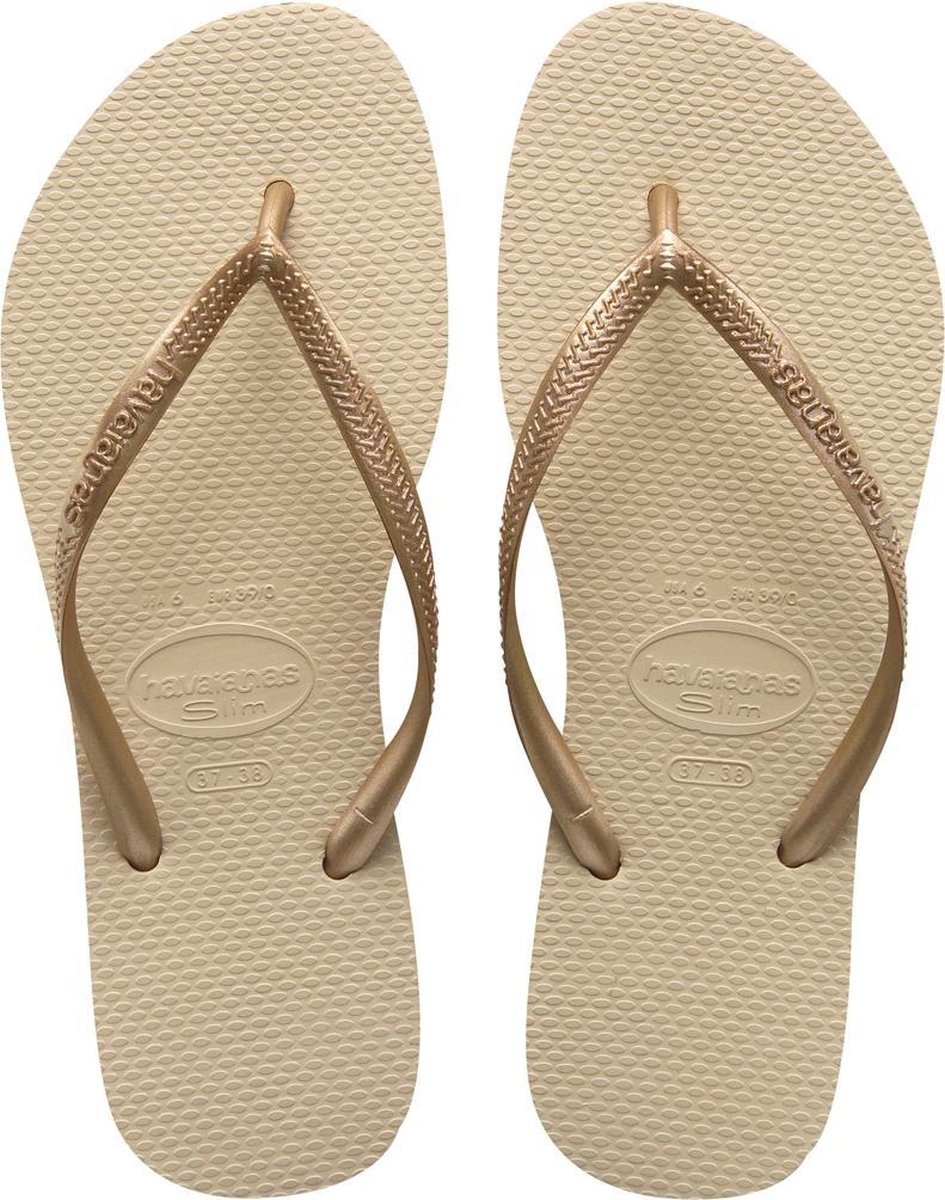 Havaianas - maat 37   -   38 -Slim Dames Slippers - Sand Grey/Light Golden