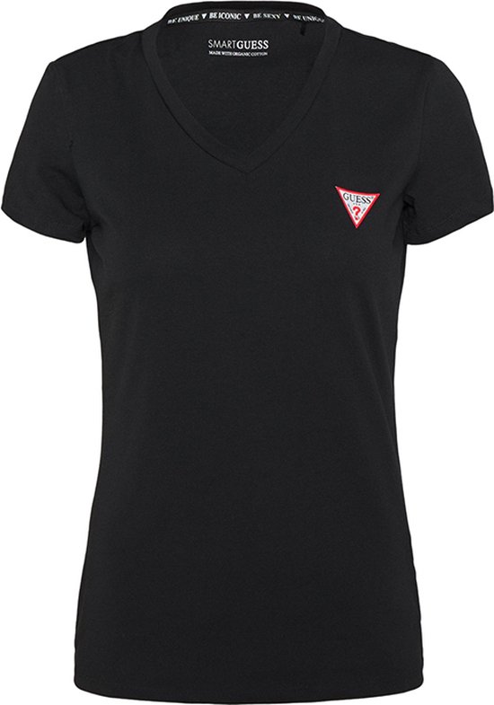 t-shirt, v-hals, zwart, logo, casual