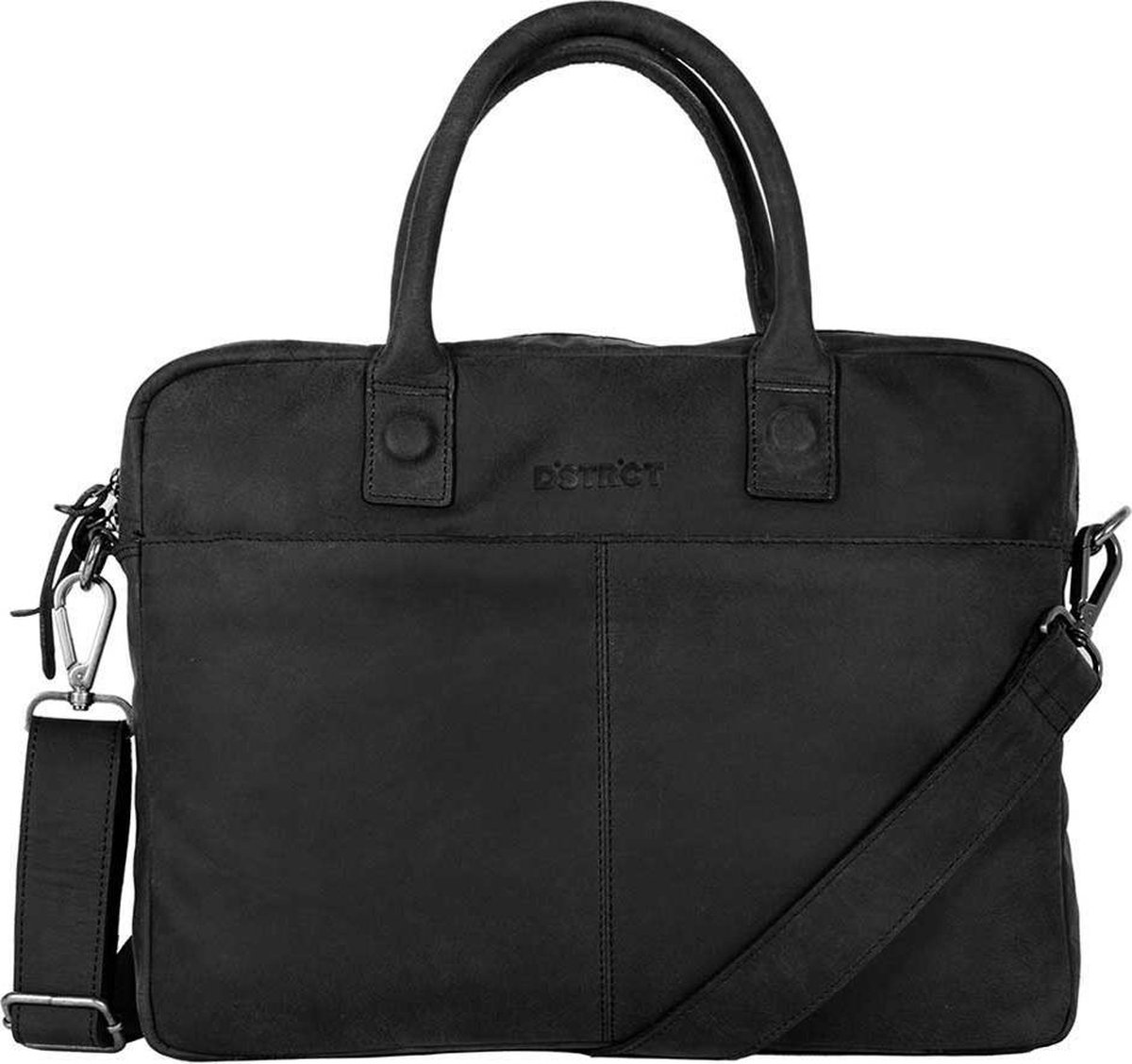 DSTRCT Wall Street Leren Laptoptas - 15,4 inch - Zwart