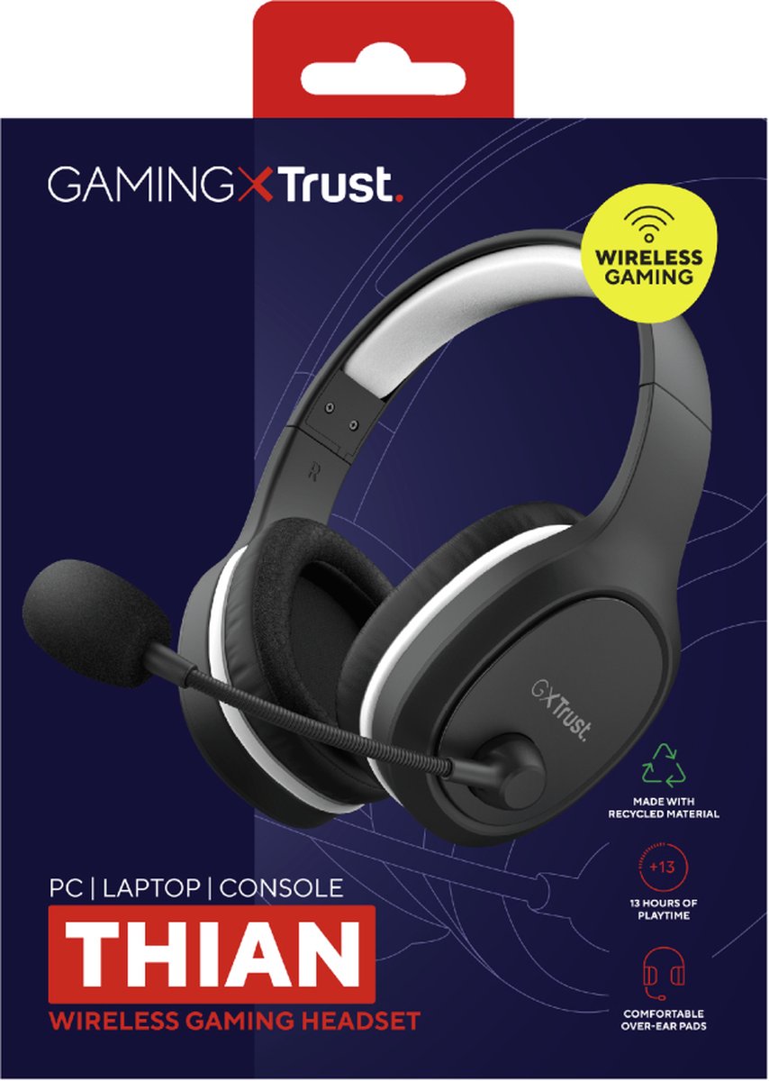 Trust GXT 391 Thian - Draadloze Gaming Headset - Windows, MacOS, PS4, PS5 - Zwart