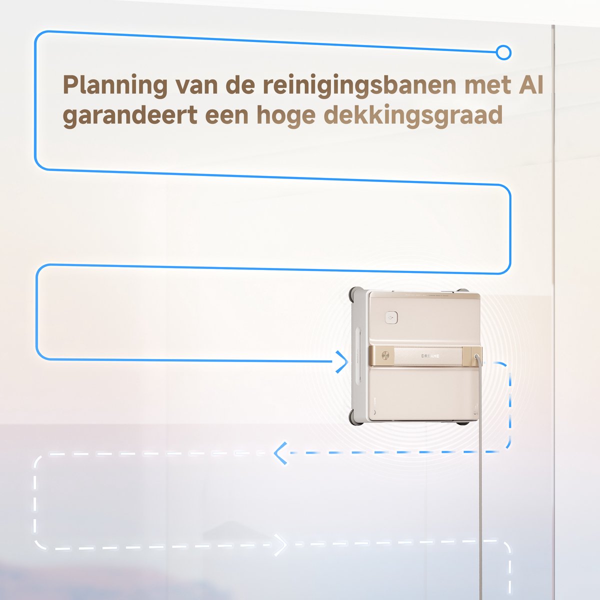 Dreame C1 - Automatische Raamreiniger met AI Navigatie - Randdetectie en CornerClean™ Technologie - Perfect voor Grote en Moeilijk Bereikbare Ramen