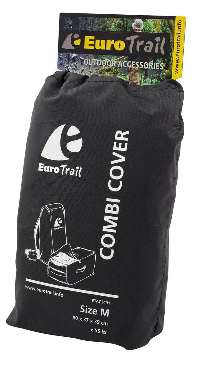 Eurotrail Regenhoes/flightbag voor backpack - 55-80 liter - Zwart