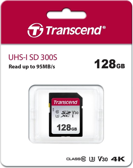 Transcend 128GB, UHS-I, SD flashgeheugen SDXC Klasse 10 NAND