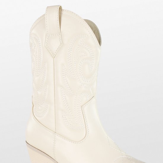 POSH by Poelman -maat 39- JUUL Dames Western Enkel Laarzen - Off White