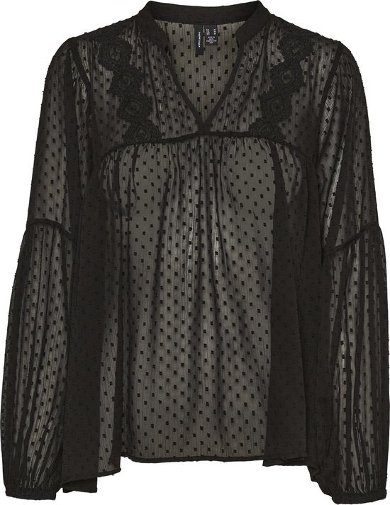 Vero Moda VMMADELINE L/S V-NECK TOP GA NOOS - Maat S - Dames Top