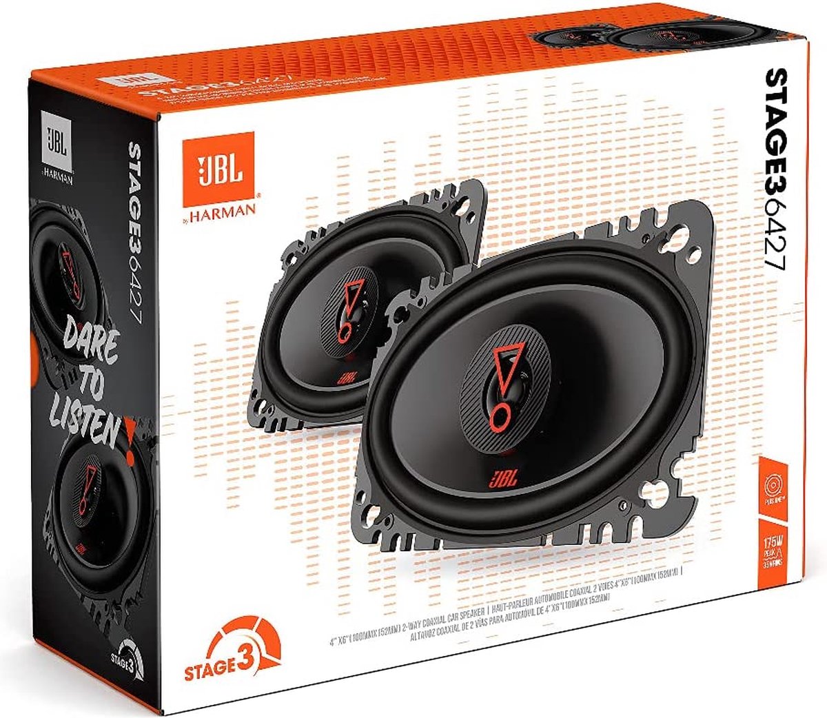 JBL Stage3 6427 - Autospeakers - 4" x 6" Inch (100 x 152 mm) - 2-weg Coaxiaal - 175 Watt