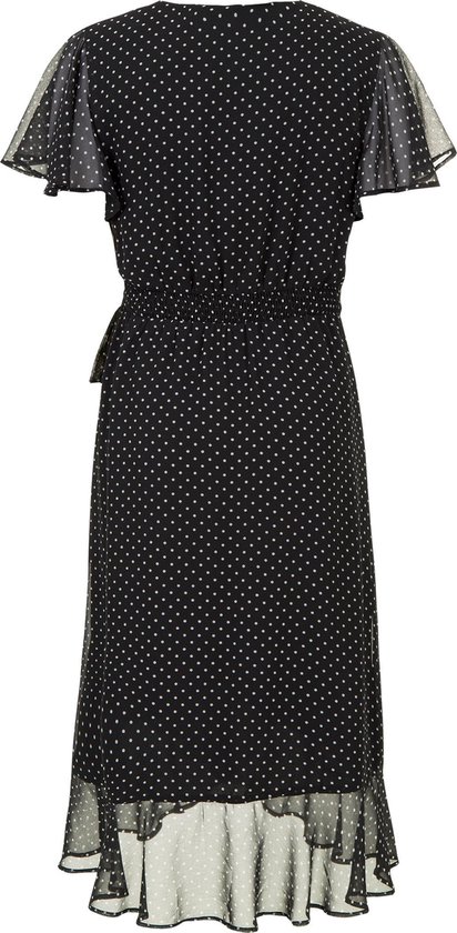 Promiss Fancy Dot Dames Jurk - Zwart - Maat 38
