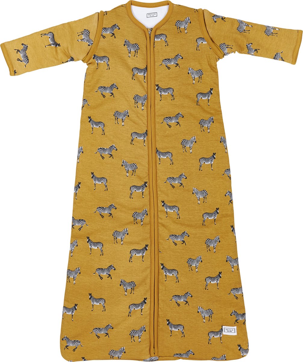 Meyco Zebra Animal winter baby slaapzak met afritsbare mouw gevoerd - 70 cm - Honey Gold