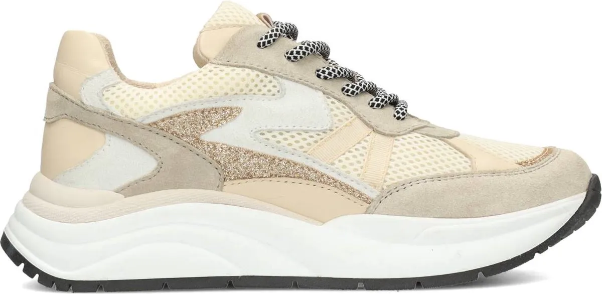 sneaker, witte schoen, mesh stof, metallic detail, sportzool
