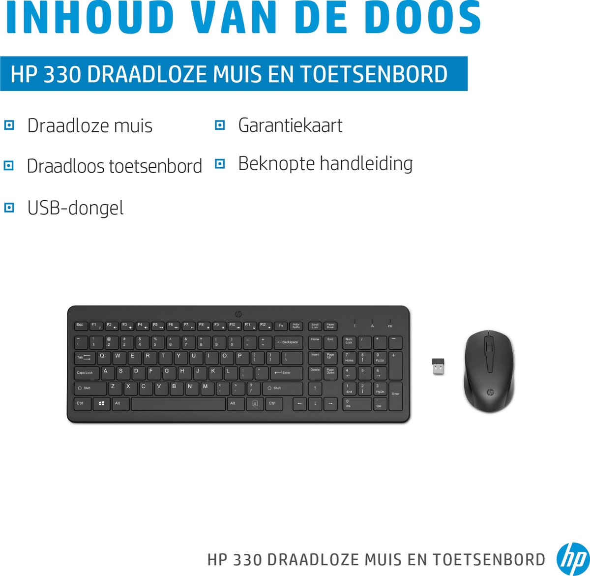 HP330 - Draadloze Muis en Toetsenbord - Azerty - Zwart