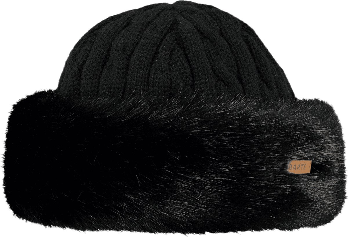 want, beanie, black, knit, fur-trim