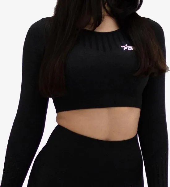 FORZA - maat M -  NAADLOZE CROP TOP - MIDNIGHT BLACK