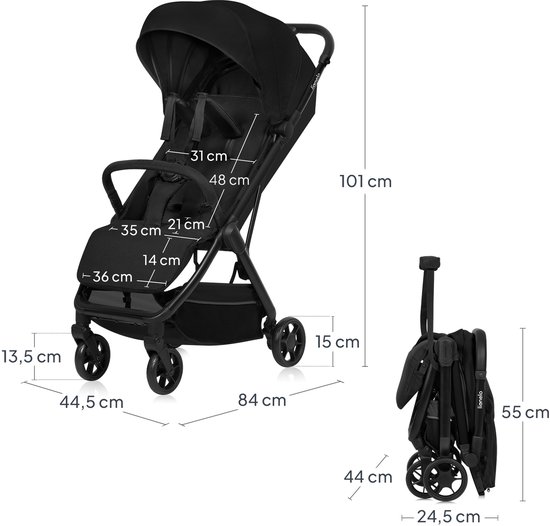 Lionelo Julie Air - Ultralichte Buggy - Reisbuggy - Auto-Folding & Compact - Vanaf 6 Maanden tot 22 kg