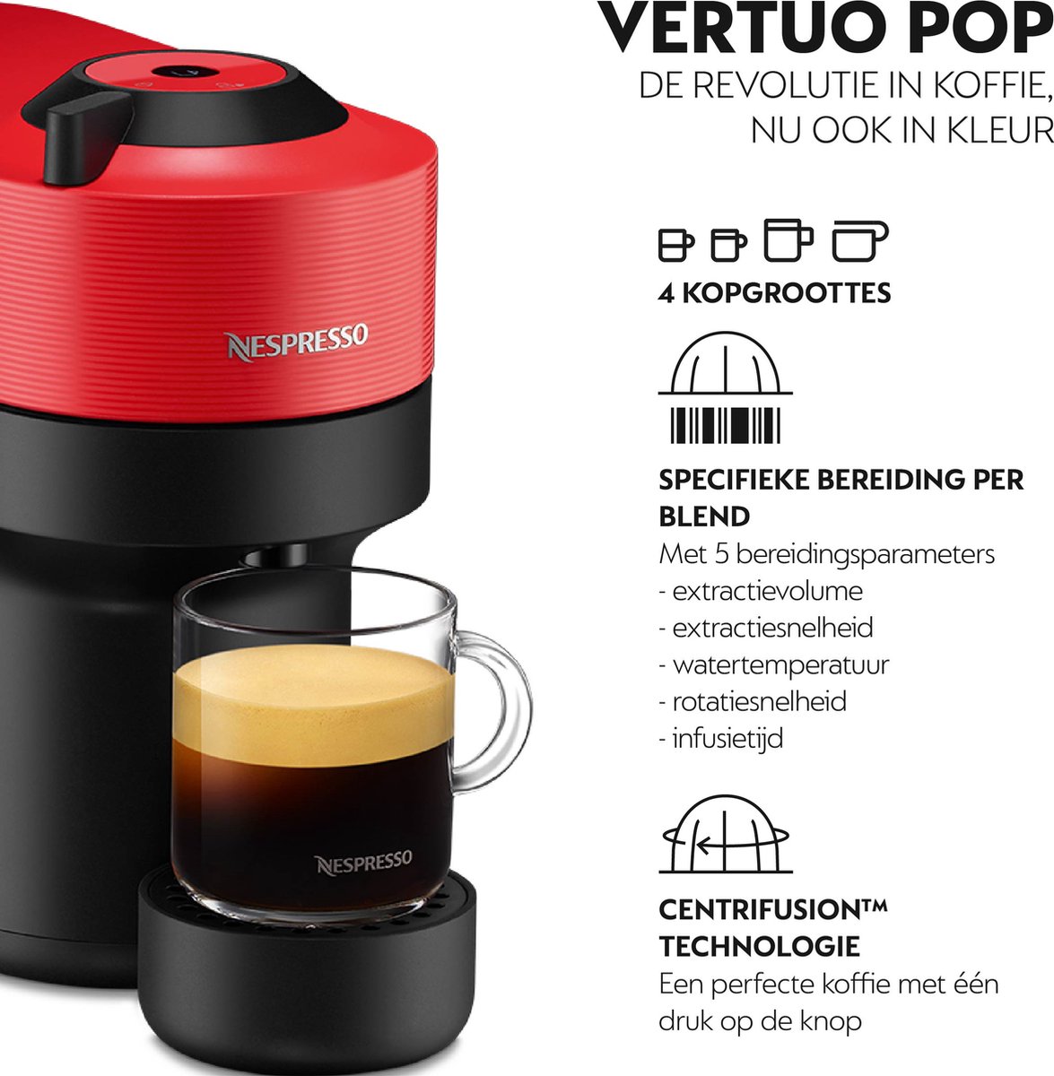 Krups Nespresso Vertuo POP XN9205 - Koffiecupmachine - Spicy Red - Voor Vertuo Cups - Eenvoudig Personaliseren - Modern Design
