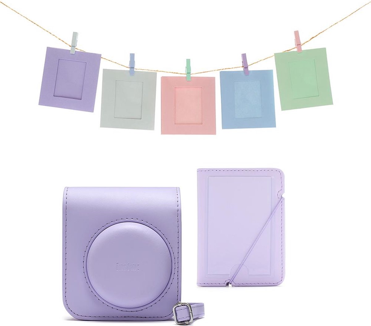 Fujifilm Instax Mini 12 accessoires - Cameratas, fotokaarten met clips &amp; fotoalbum