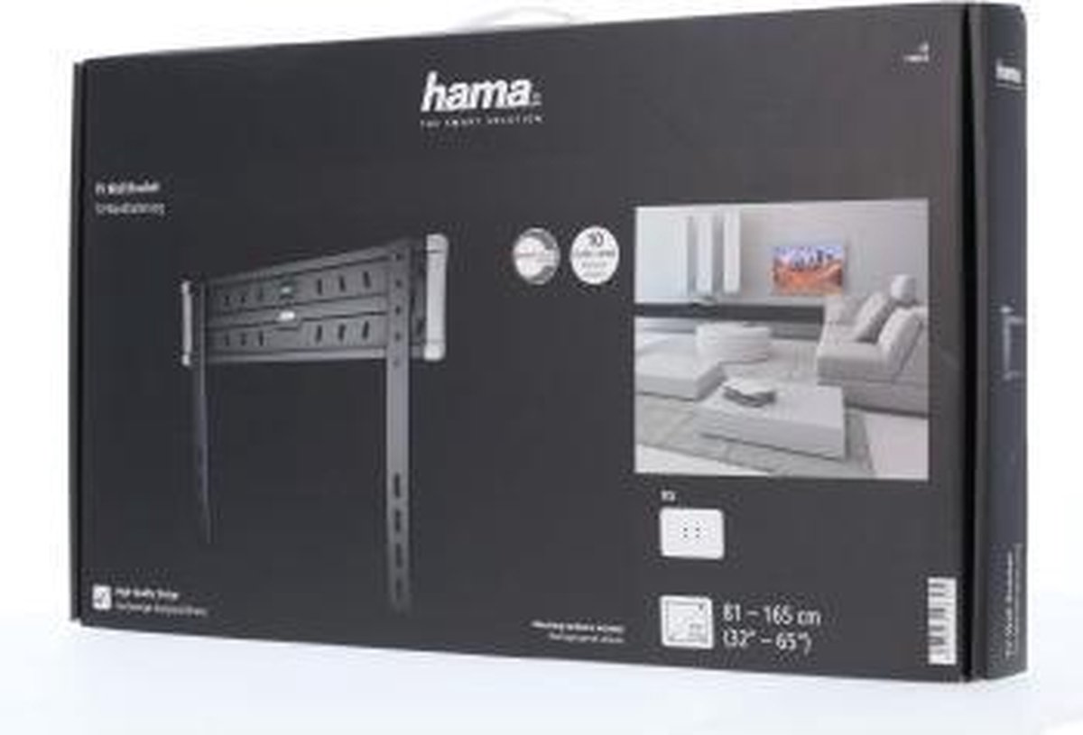Hama Fix Premium - Vaste muurbeugel - Geschikt voor 32 t/m 65 inch - Zwart
