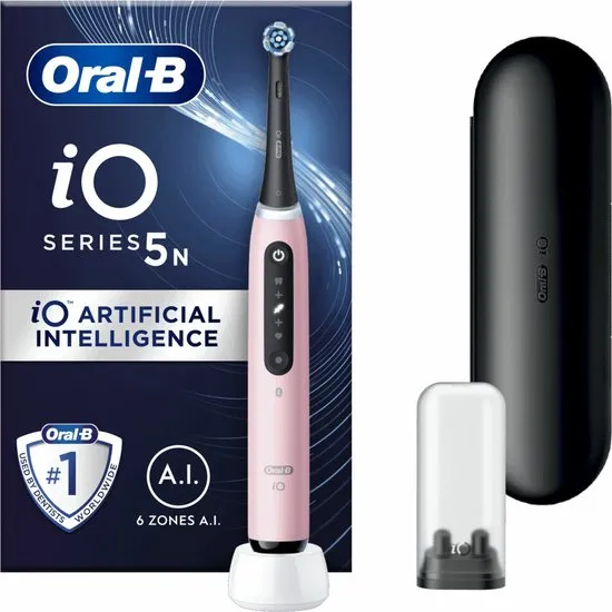 Oral-B Elektrische Tandenborstel iO 5N - Roze - inclusief Reisetui en Opzetborstelhouder