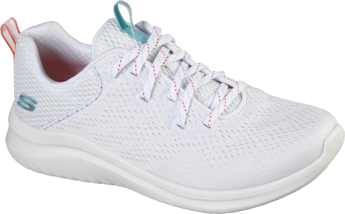 sneaker, wit, mesh, lichtgewicht, veters