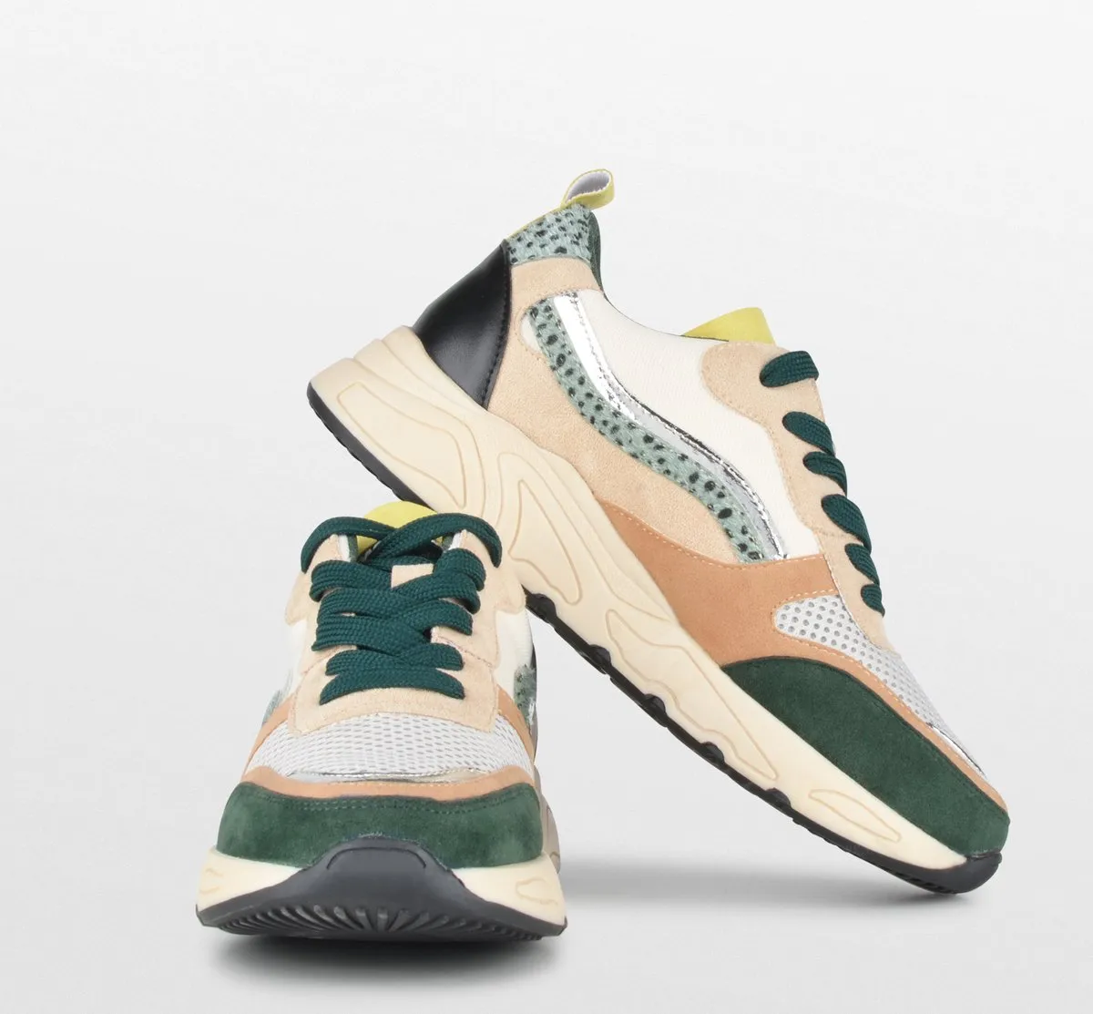POSH by Poelman - maat 41- CAROCEL Dames Sneakers - Groen Multi