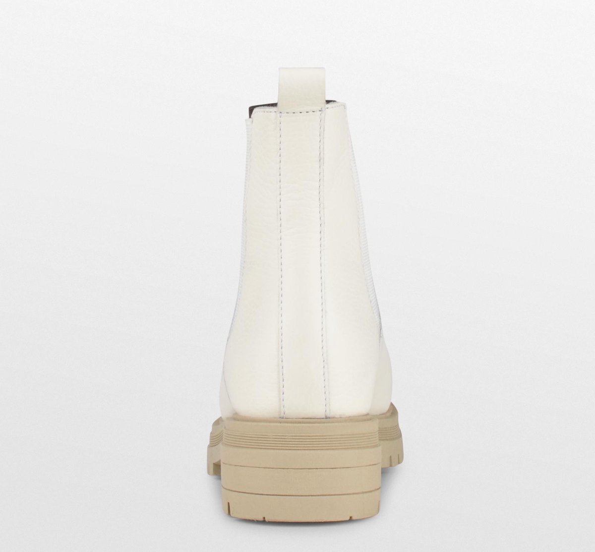 PS Poelman Mink Dames Leren Chelsea Korte EnkelLaarzen - 40 -  met Beige Zool en Elastiek - Crème Wi