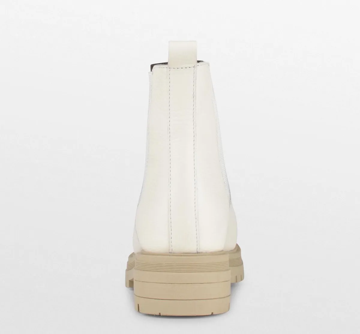 PS Poelman Mink Dames Leren Chelsea Korte EnkelLaarzen - 40 -  met Beige Zool en Elastiek - Crème Wi