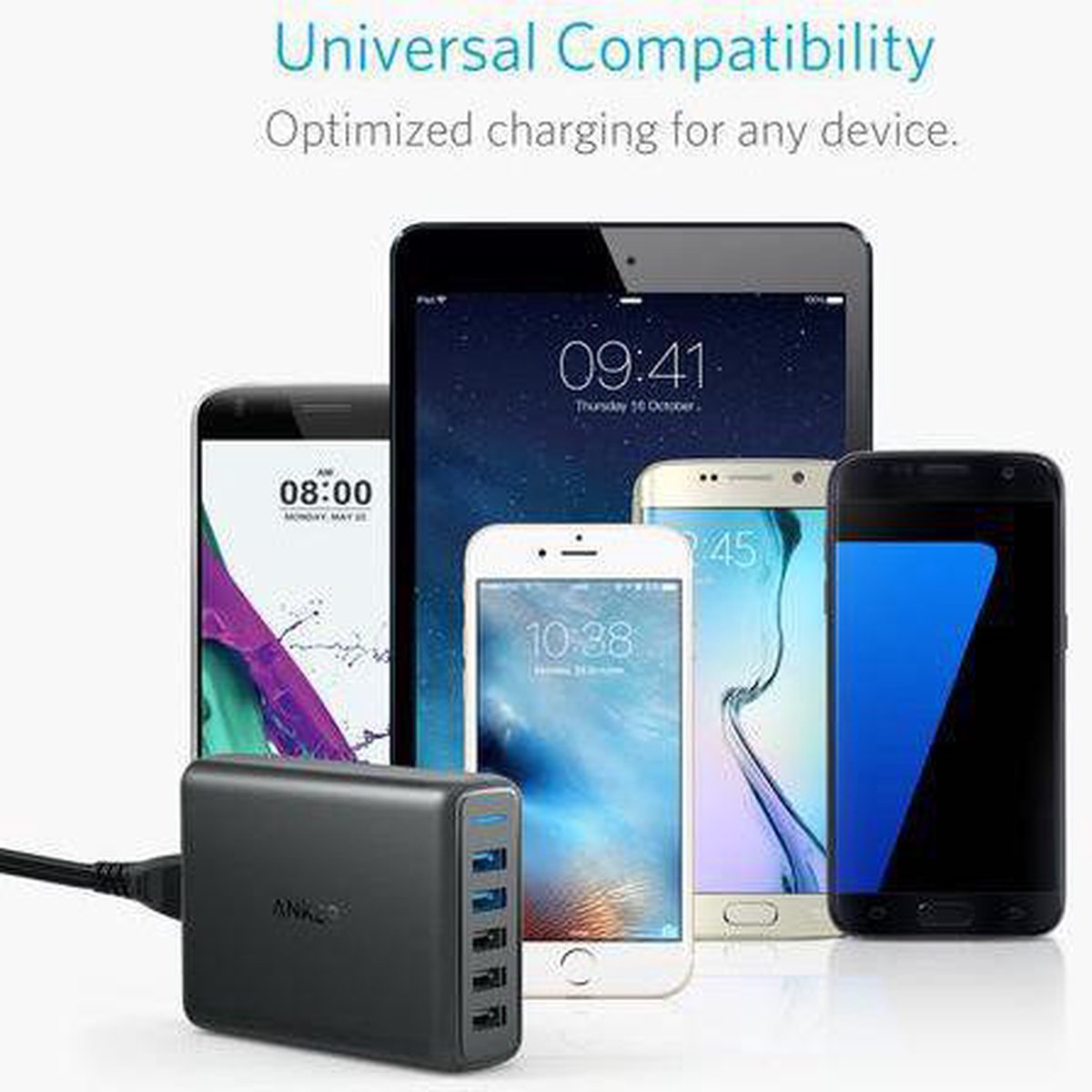 Anker PowerPort Speed 5 Poorts 2x Quick Charge 63W Thuislader Zwart