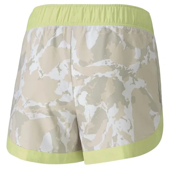 PUMA The First Mile Woven Short Dames Sportbroek - Sunny Lime-Camo Prt - Maat L