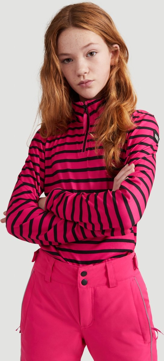 O'Neill - maat 164 - Fleece Vest Girls Stripe Half Zip Pink Aop W/ Black - Pink Aop W/ Black