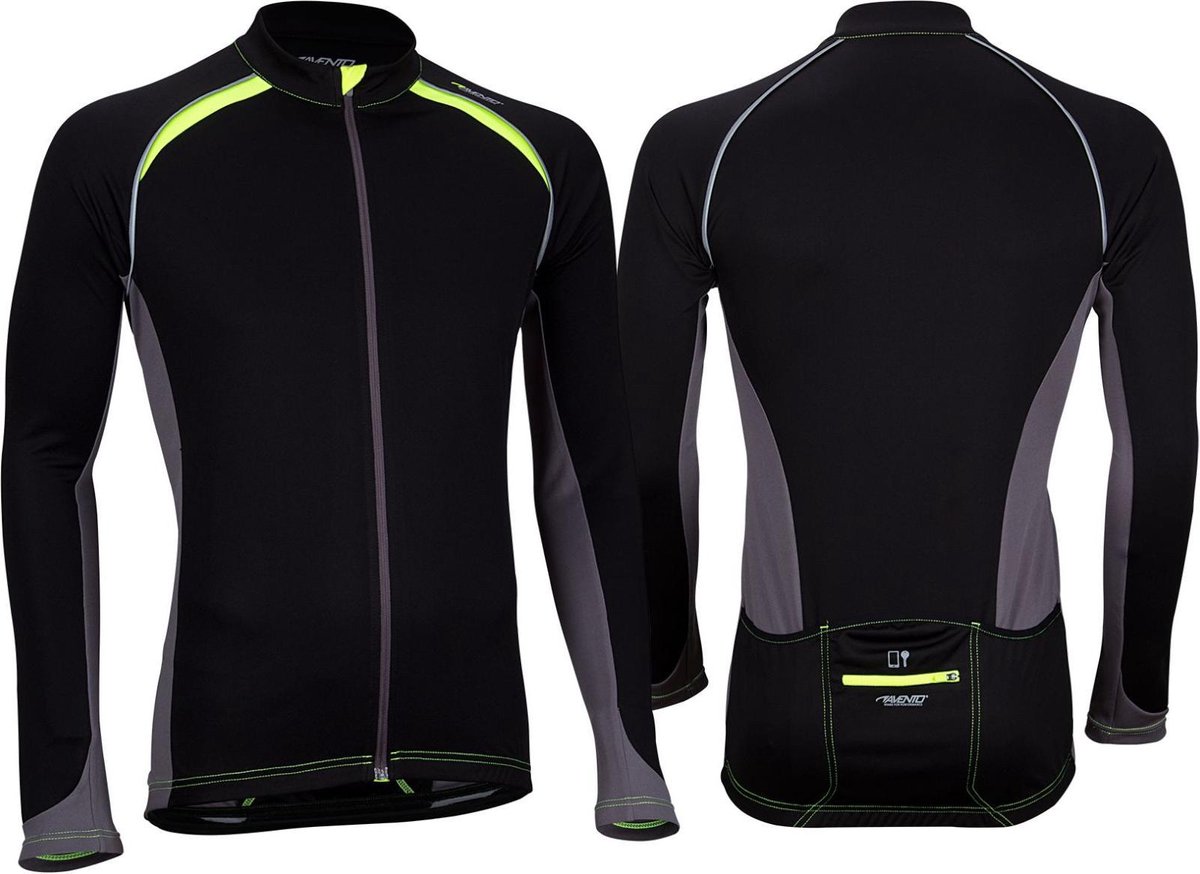 langsynthetic, cycling jersey, full-zip, black gray, back pocket