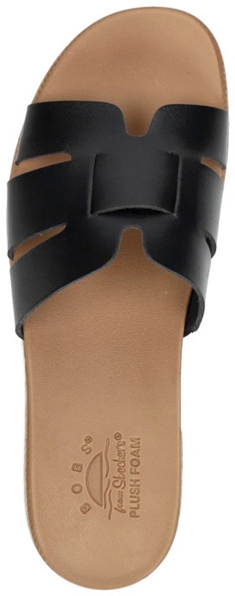 slipper, sandalen, sandalen met band, zwarte band, plush foam inlegzool