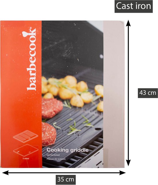 Barbecook Bakplaat - BBQ grillplaat - Gietijzer - Zwart - 43x35cm