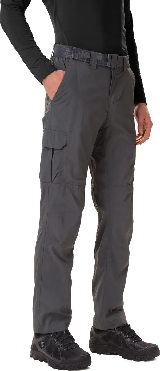broek, cargo, kruisband, grijs, tweedelige zakken