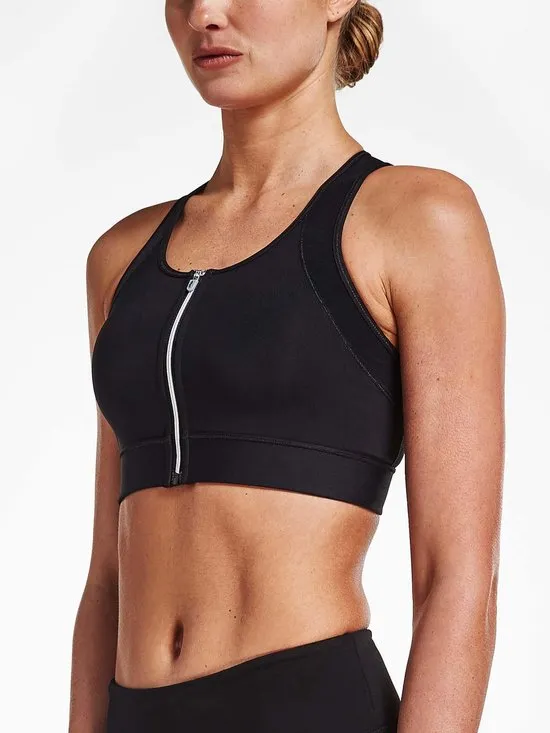 Rohnisch Zip Sports Bra Dames Sportbeha - Black - Maat XXL