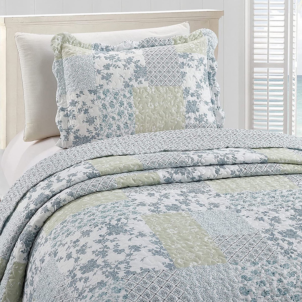 patchwork, quilt, bedspread, kussen, bloemenpatroon