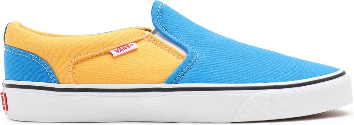 slip-on, canvas, blauw, oranje, sneaker