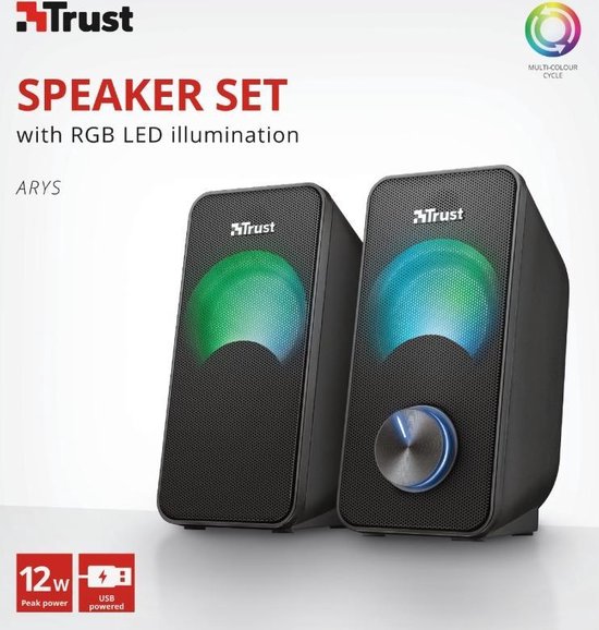 Trust Arys - Compacte 2.0 RGB Speaker - Zwart