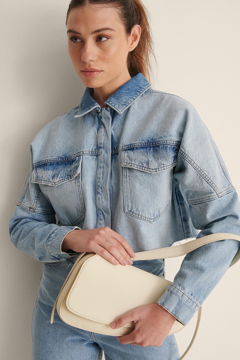 NA-KD Asymmetric Saddle Vrouwen Tas - Offwhite