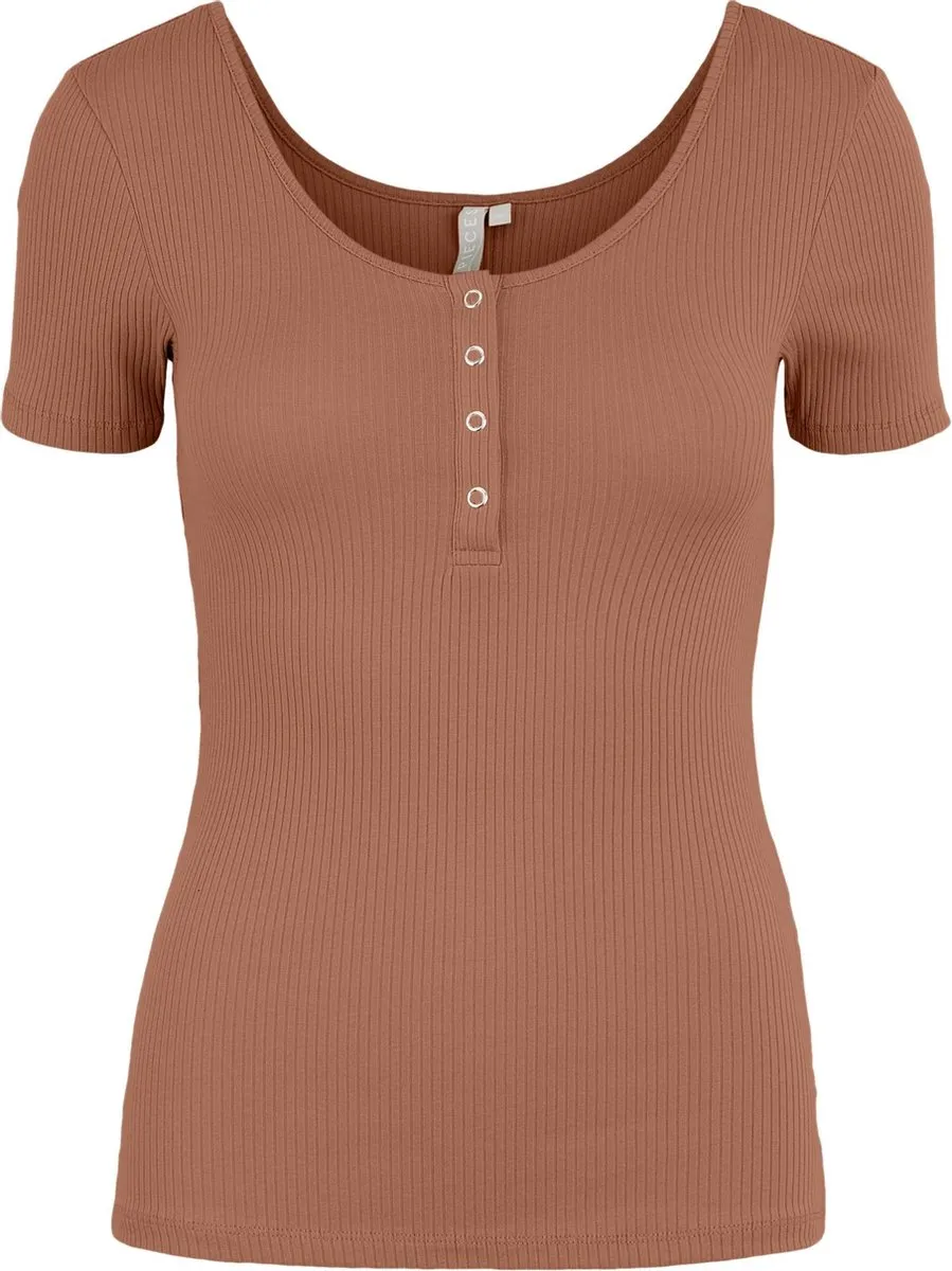 Pieces -maat XS-  PCKITTE SS TOP NOOS BC Copper Brown Vrouwen