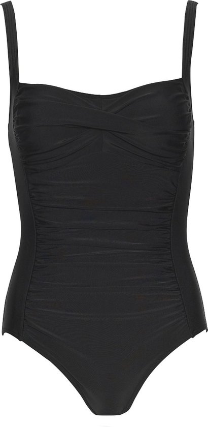 badpak, zwart, zwemkleding, badpak, gerimpeld