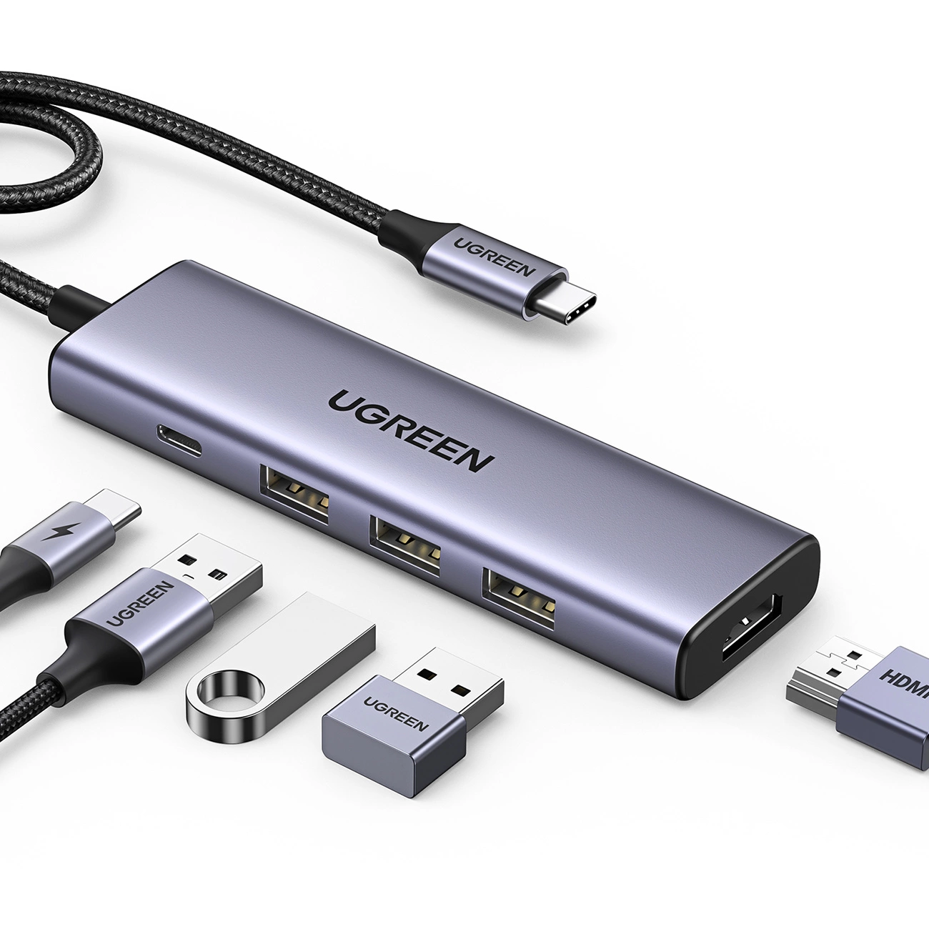 UGREEN 5-w-1 USB-C do HDMI/3*USB 3.0/PD