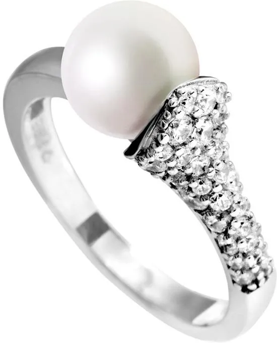 Diamonfire - Zilveren ring met parel Maat 19.5 - Parel