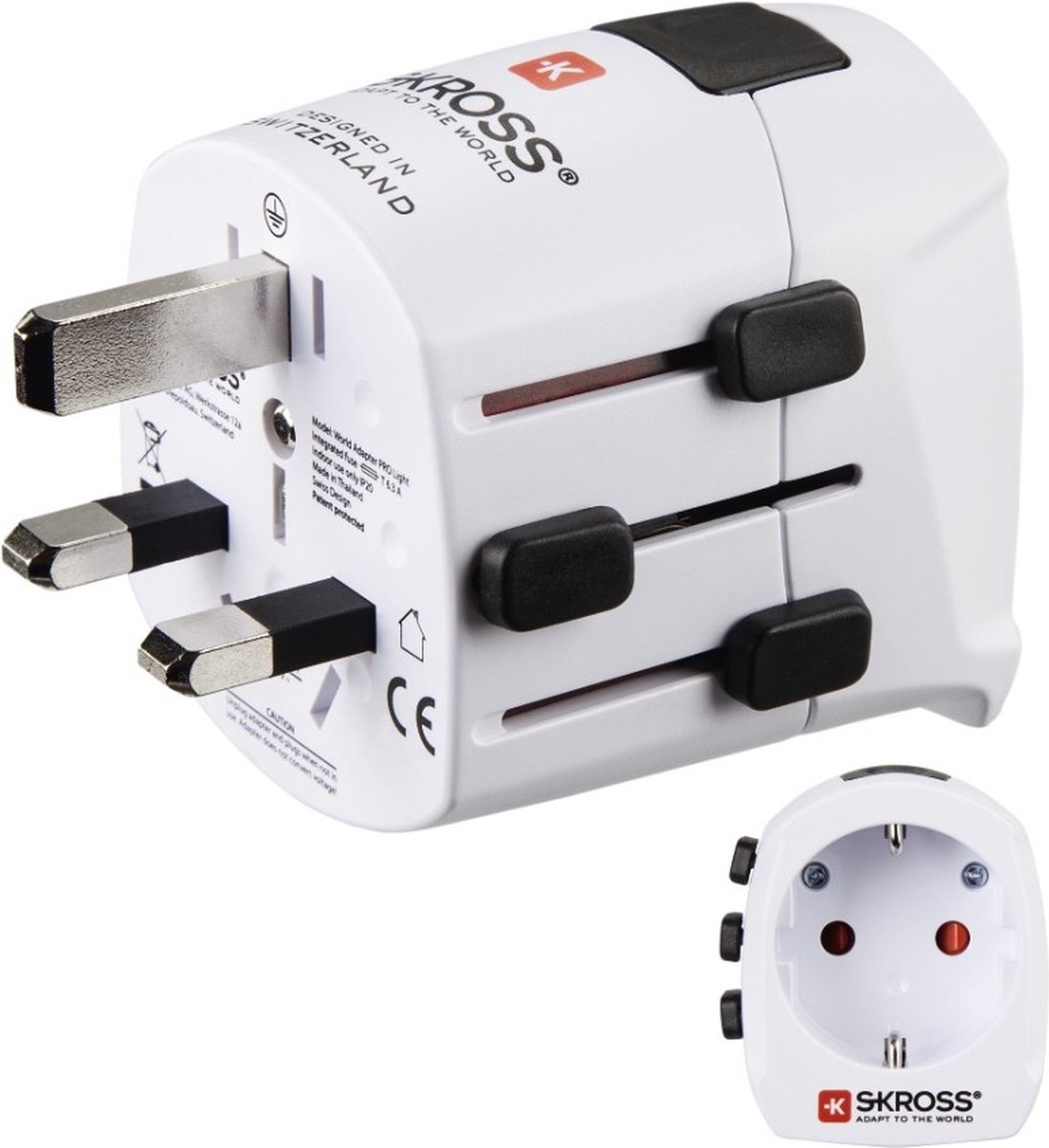 wereldstekker, universal-stekker, 3-pins, reisadapter, Europe-naar-wereld