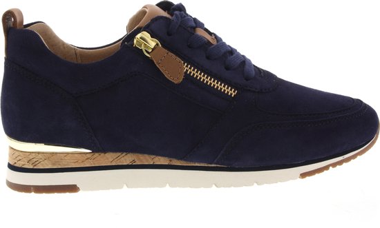 navy sneaker, suede material, side zipper, foam sole, low top