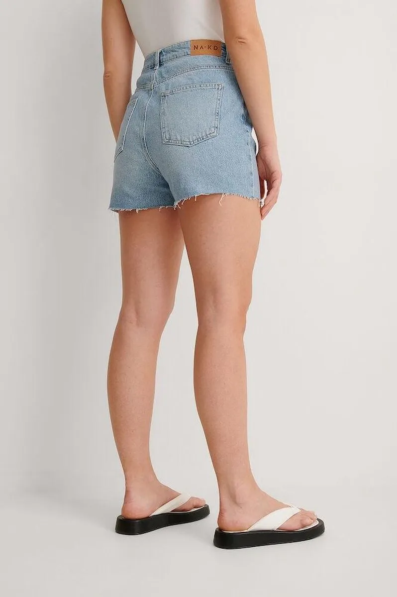 NA-KD Raw Hem Denim - Maat EU 36 - Vrouwen Jeans - Light Blue