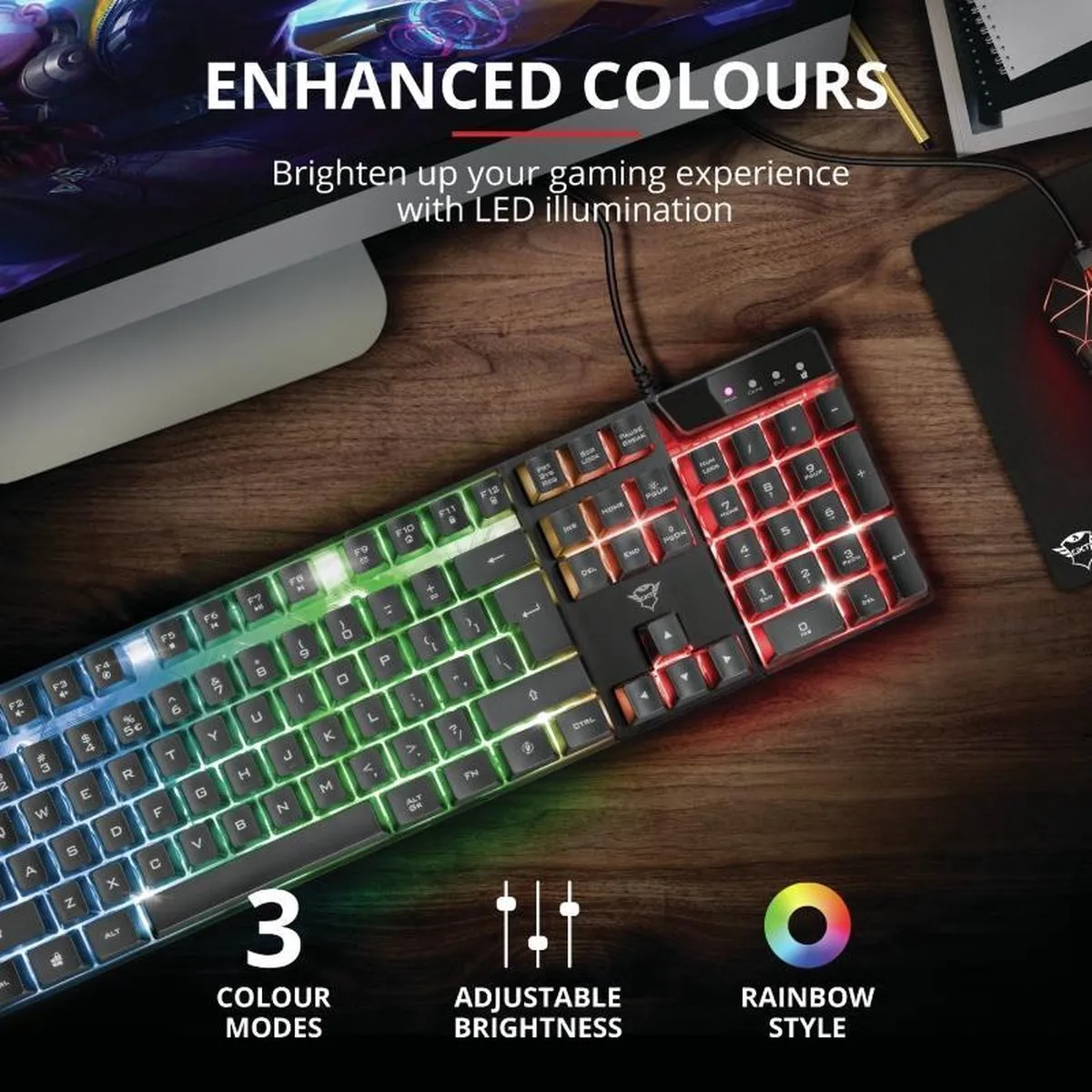 Trust GXT 835 Azor - Gaming Toetsenbord - QWERTY US